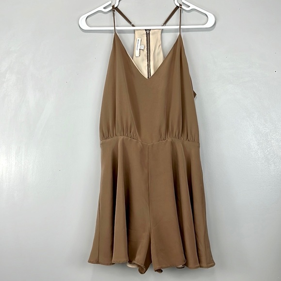 Lavender Brown Pants - Lavender Brown Tan Silk Romper